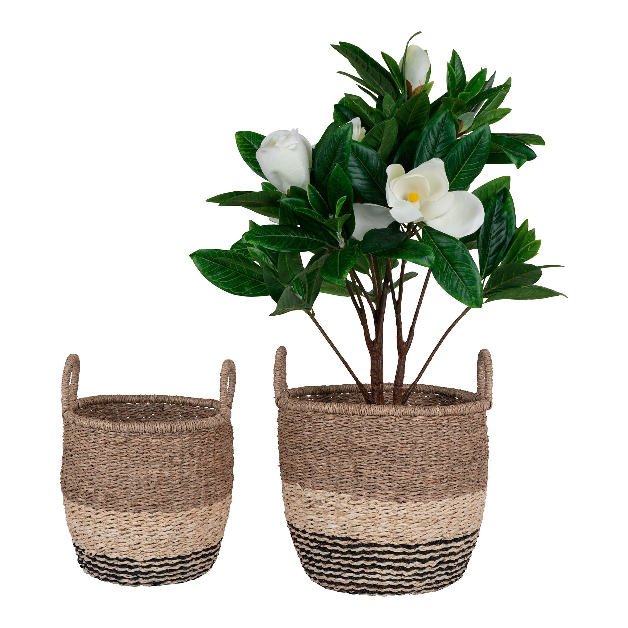 Farbe Lima – Aufbewahrungskörbe aus Seegras, natur/braun/schwarz, Set aus 2
